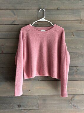 SABLYN | Pink Ribbed Cashmere Cropped Sweater Sz S